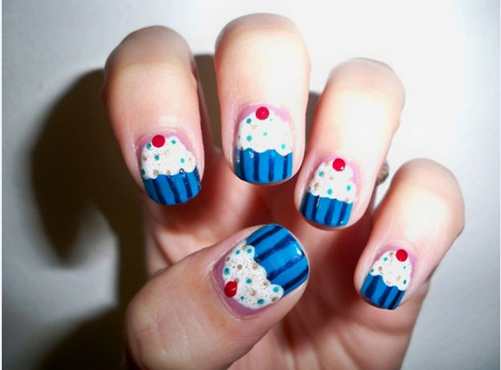 Cupcakes with a cherry on top manicure.