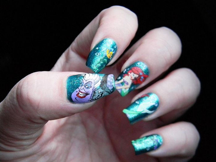 18 Disney Nails - Characters from The Little Mermaid.