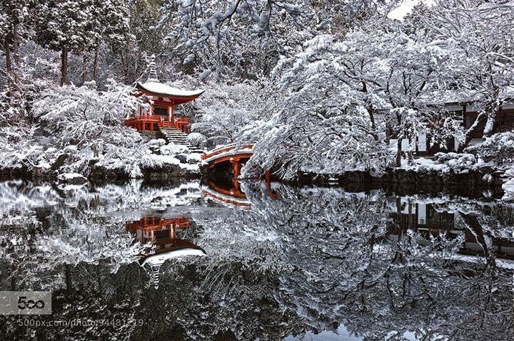 21 Awe-Inspiring Photos - A temple garden in Kyoto, Japan, after a rare snowfall.
