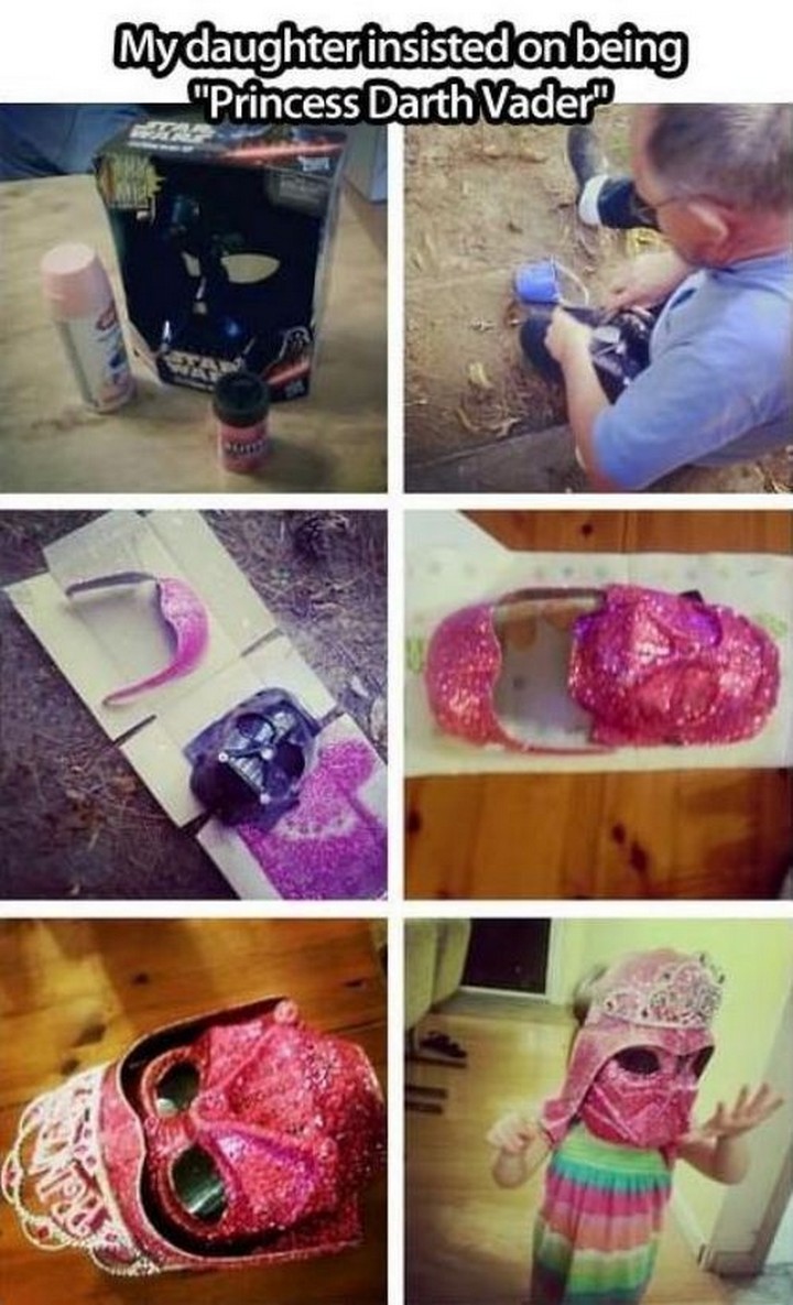 21 Hilarious Parents - Father who made his daughter that wanted to be 'Princess Darth Vader' incredibly happy.