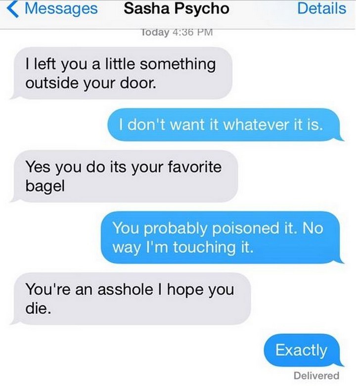 25 Hilarious Texts Between Neighbors - One word: Stalker.