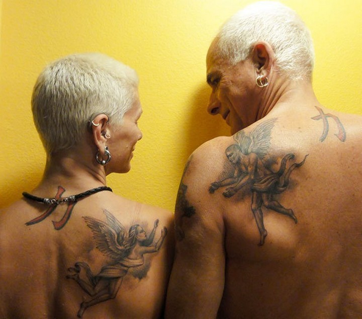 35 couple tattoos - Heaven couple tattoos.
