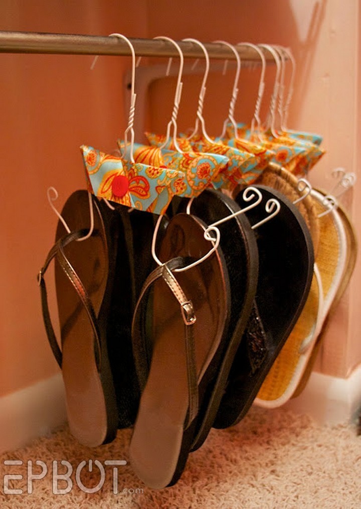 46 Useful Storage Ideas - Store all your flip-flops using DIY hangers.