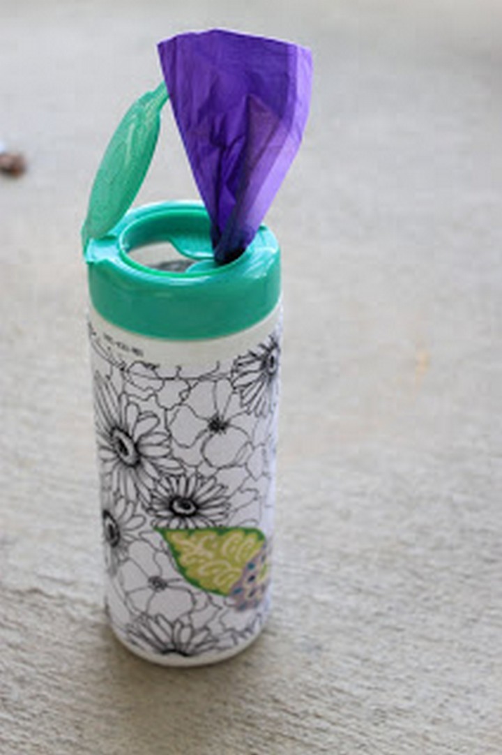 46 Useful Storage Ideas - Reuse an empty disinfecting wipes container to store any type of plastic bag.
