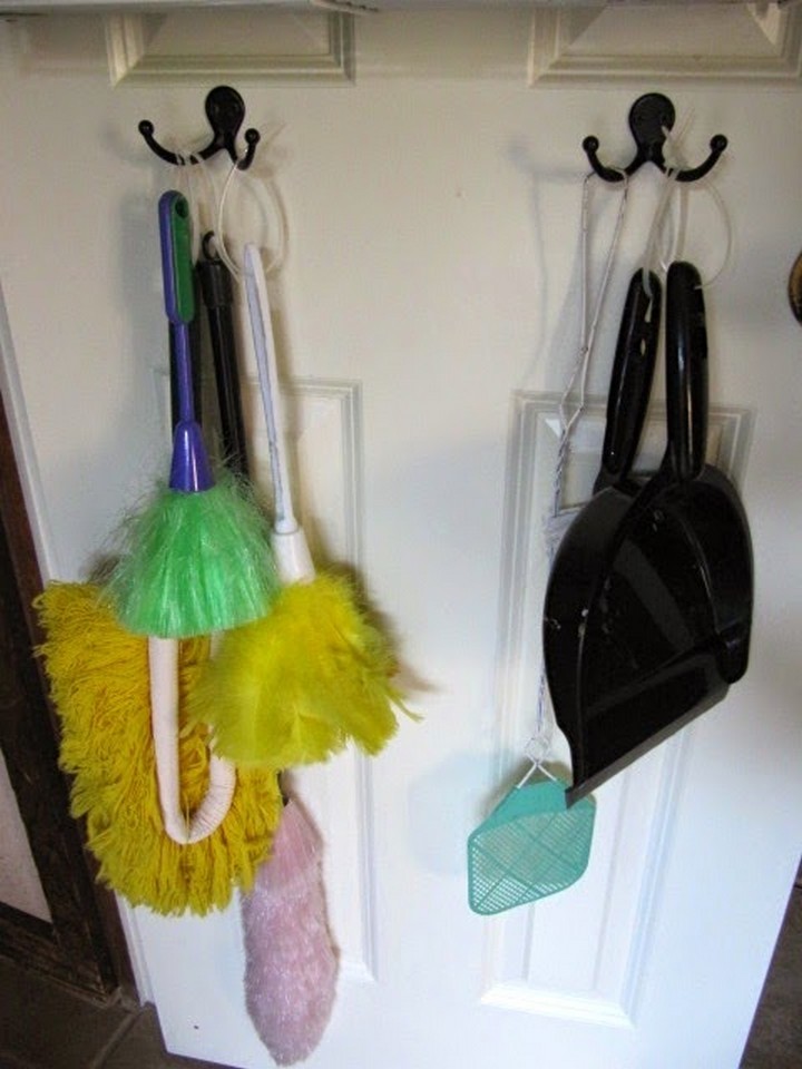 46 Useful Storage Ideas - Add double hooks to organize your dusters and dustpans.