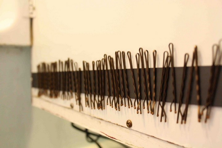 46 Useful Storage Ideas - Never lose bobby pins again with a magnet strip.