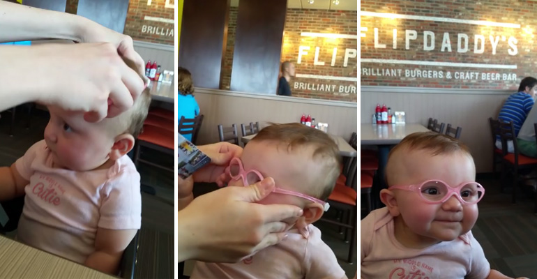 Baby Gets New Glasses for the First Time and She Can’t Believe Her Eyes. Her Reaction Is Priceless.