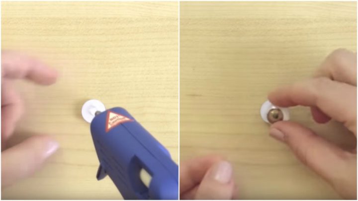 How to make weird slime - Step 2: With a hot glue gun, apply glue on the backside of a wiggle eye and attach another wiggle eye to make 'eyeballs'.