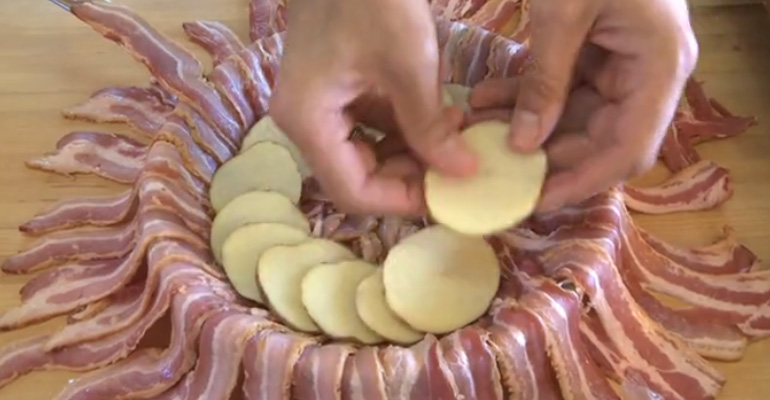 This Chef Begins Layering a Pan With Bacon and What He Does Next Has Me Drooling