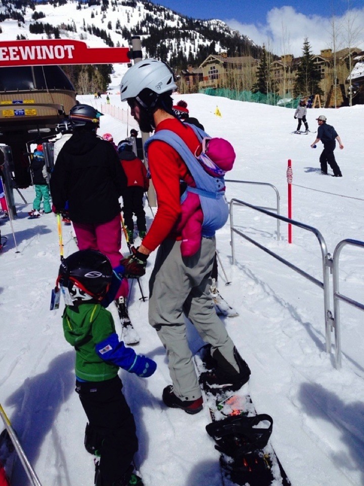 34 Parenting Fails - Extreme snowboarding dad.