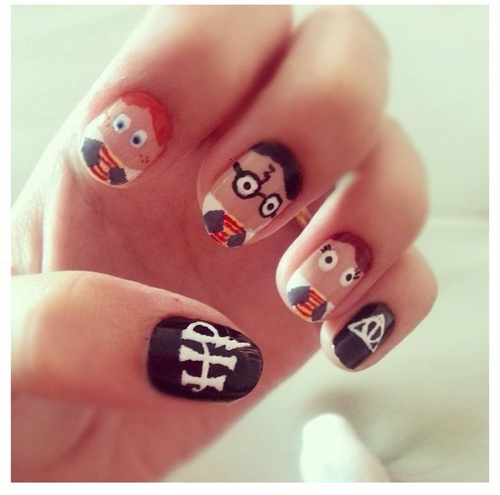 13 Book-Inspired Nail Art Designs - Harry Potter by J. K. Rowling