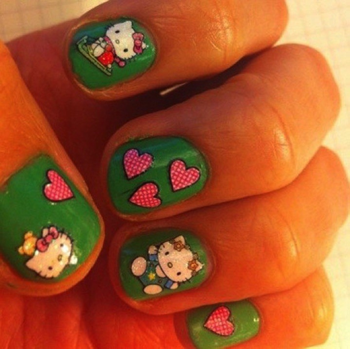 14 Hello Kitty Nails - Cute Hello Kitty nails for the kid in all of us.