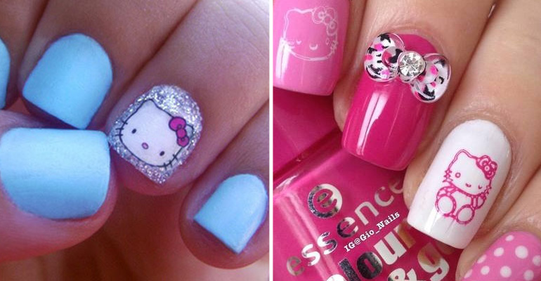 14 Hello Kitty Nails That Are Simply Too Adorable. #11 Looks Cute.