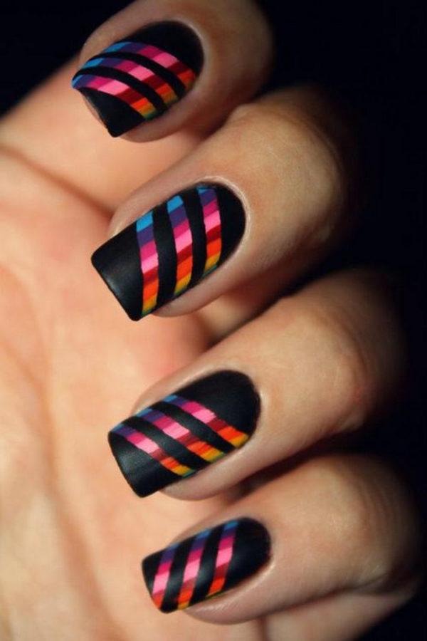 18 Nail Tape Striped Nails DIY Designs That Are Easy to Create
