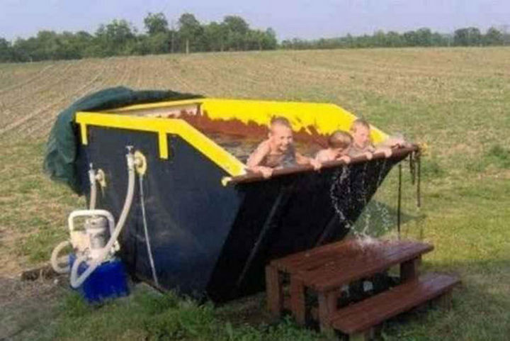 25 Funny DIY Pools - Taking a dumpster to a whole new level.