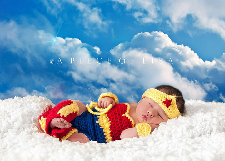 37 Newborns Wearing Geek Baby Clothes - Baby Wonder Woman.