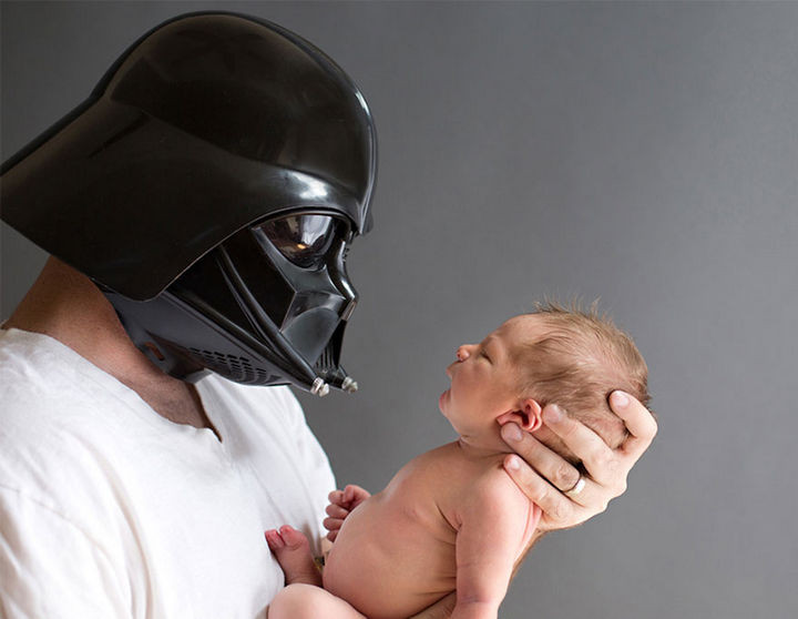 37 Newborns Wearing Geek Baby Clothes - "Little one, I am your father."