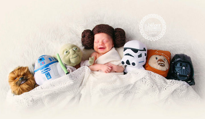 37 Newborns Wearing Geek Baby Clothes - Baby Princess Leia and the Star Wars Universe.