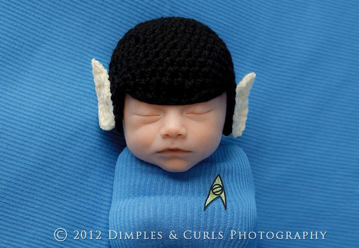 37 Newborns Wearing Geek Baby Clothes - Baby Spock, live long and prosper.