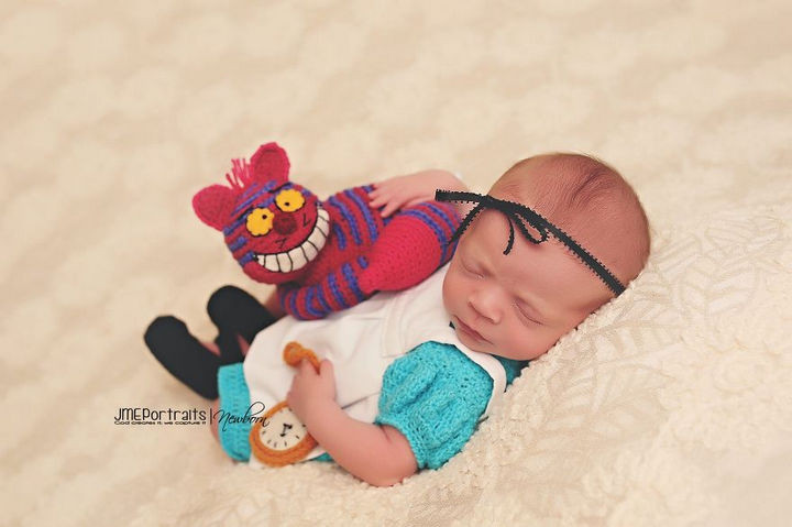 37 Newborns Wearing Geek Baby Clothes - Baby Alice in Wonderland.