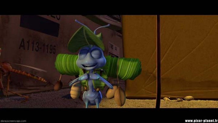 Disney and Pixar 'A113 Easter Egg - On a cardboard box in A Bug's Life.