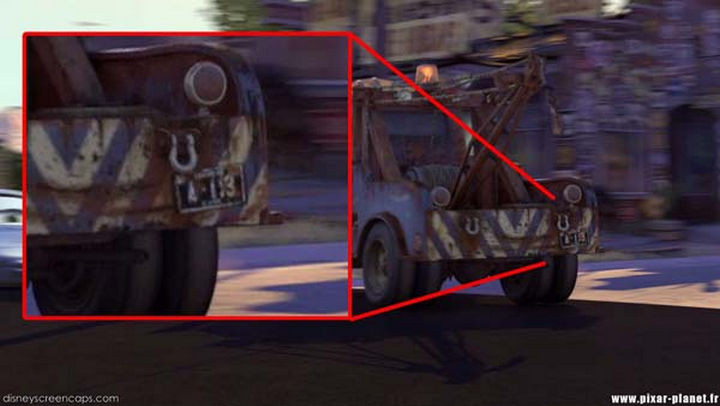 Disney and Pixar 'A113 Easter Egg - The license plate number of Mater in Cars.