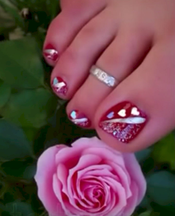 13 Pedicure Designs - A striking nail design with love.