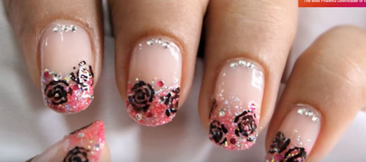 18 Gorgeous French Manicures With a Twist - WOW them with sparkles.