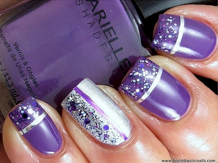 glitter purple nail designs