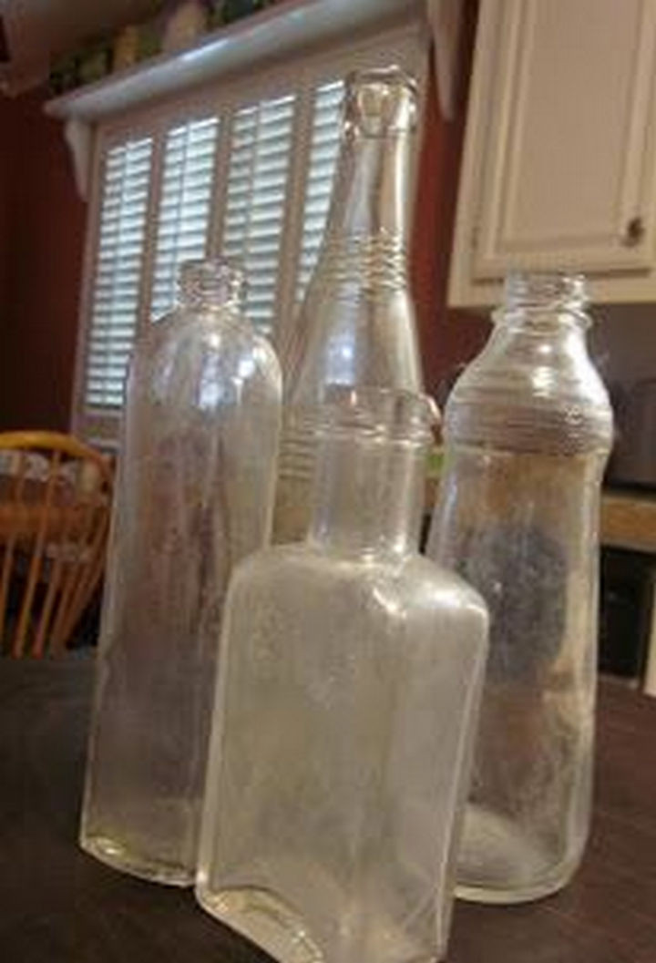 35 House Cleaning Tips - Cleaning hard-to-reach glass bottles.