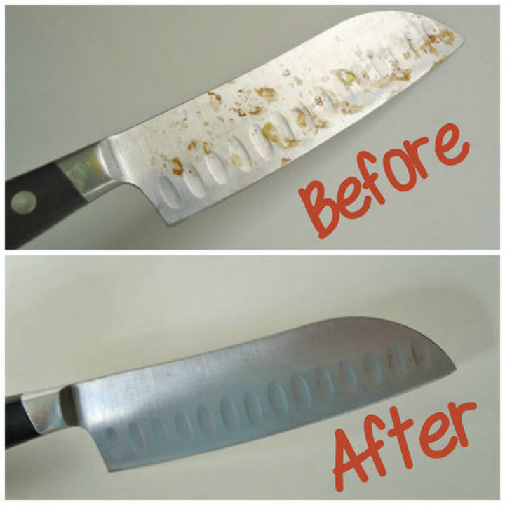 35 House Cleaning Tips - Remove rust from your metal knives.