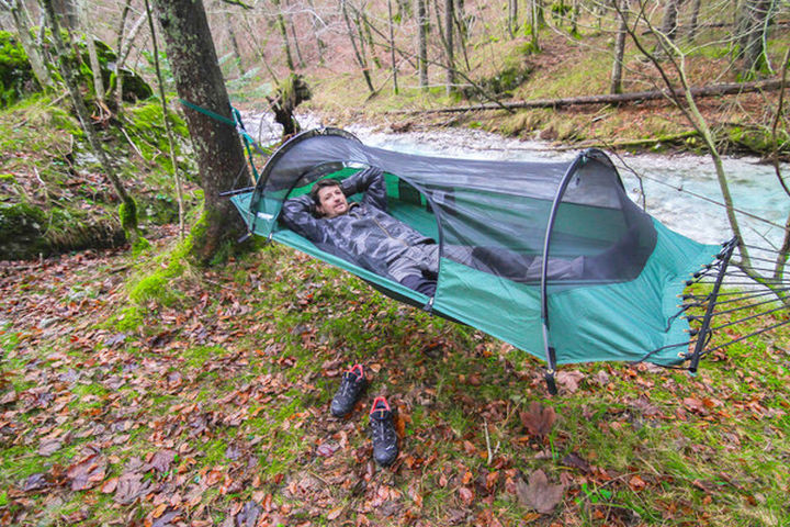 Hammocks are comfortable and so is the Blue Ridge Camping Hammock. All you need is a couple of trees to secure it and you're good to go!
