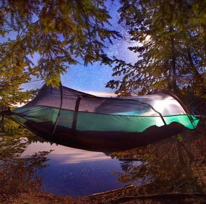 Sleep under the stars in total comfort with the Blue Ridge Camping Hammock build by Lawson Hammock Company.