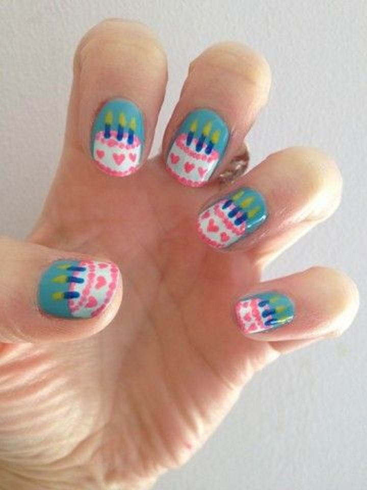 11 Dessert-Inspired Nail Art Designs - Birthday cake nails for that special day.