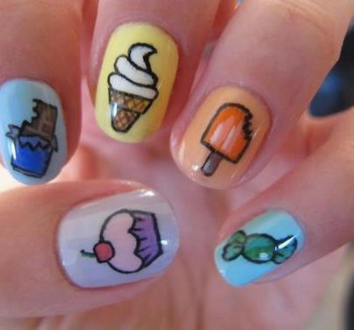 11 Dessert-Inspired Nail Art Designs - "All your favorite dessert treats" nails.