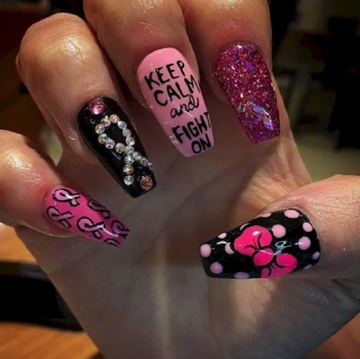 19 Breast Cancer Nails - "Keep Calm and Fight On."
