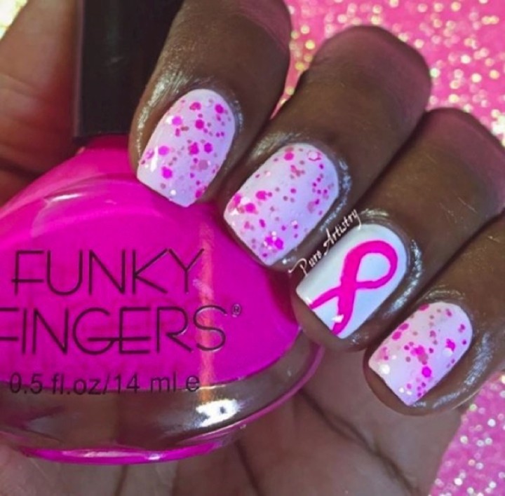 19 Breast Cancer Nails - A pretty nail art design.