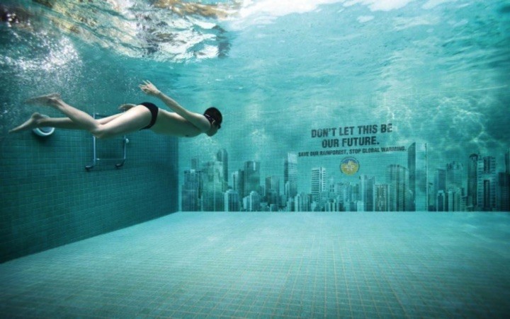 21 Creative Billboard Ads - Cities under water. Stop global warming.