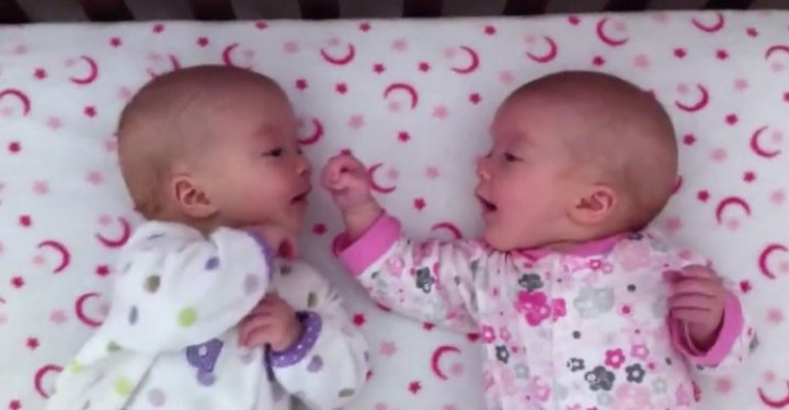 3-Month-Old Identical Twins Interact for the Very First Time.