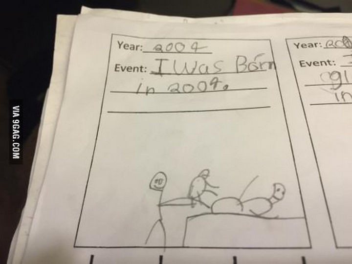 18 Funny Test Answers - This child remembers his birth pretty accurately.