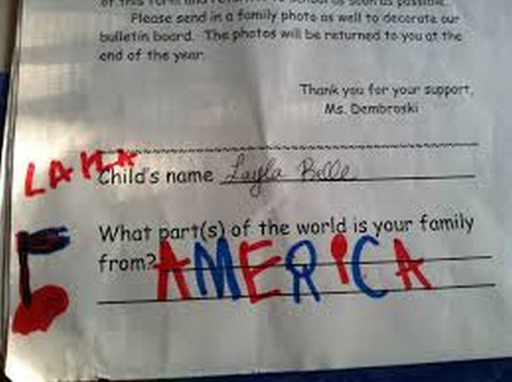 18 Funny Test Answers - She is proud of her country.