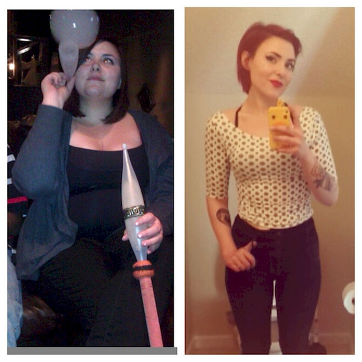 18 Before and After Weight Loss Photos - Reddit user thackerslacker went from 255 to 125 lbs and lost a total of 130 pounds in 27 months. That is over half of her weight! She should be proud.