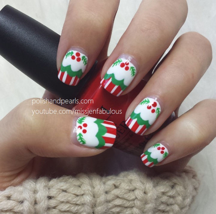 Enjoy a sweet holiday with cupcake nails.