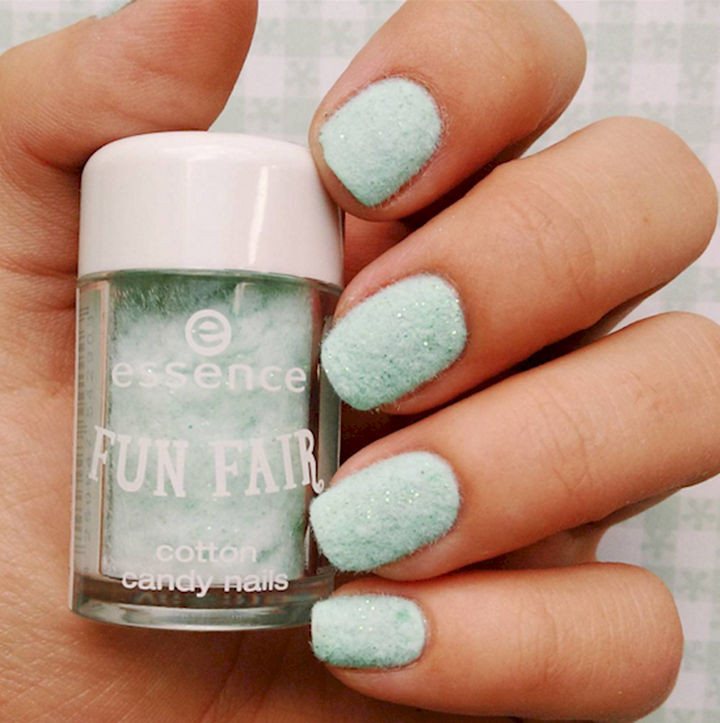 17 Cotton Candy Nails - Fluffy textured cotton candy nails created with flocking powder.