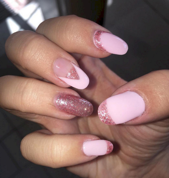 17 Rose Pink Nails - A variety of shades featuring sparkles.