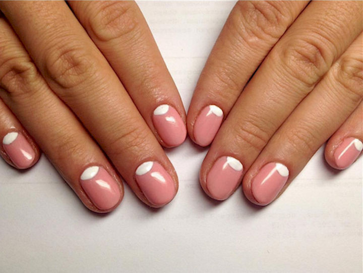 17 Rose Pink Nails - Try a reverse French for a trendy look.