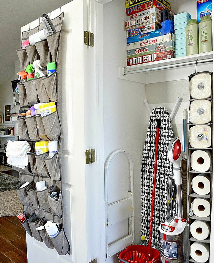 21 Clever Shoe Organizer Ideas - Clean up your cleaning supply closet.