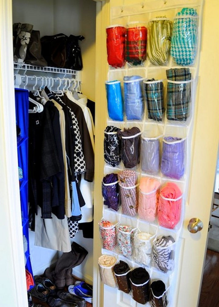 21 Clever Shoe Organizer Ideas - Give your scarves a new home.