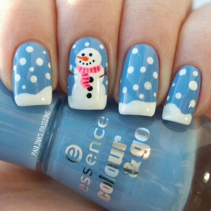 39 Winter Nails - Snowy the snowman winter nails.