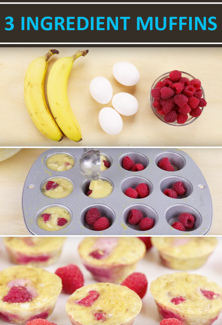 Flourless 3 Ingredient Banana Egg Muffins Recipe. 3 ingredient muffins that are low in fat but taste great!